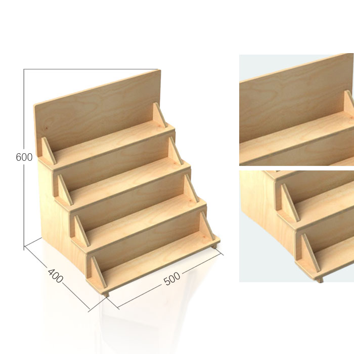 4 Tier Display Rack with Bamboo and Custom Countertop Options