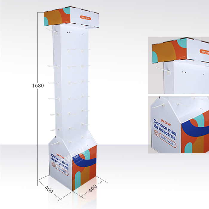 Custom Cardboard Display Rack with Hooks for Mobile Accessories