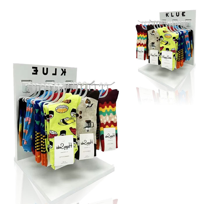 Tabletop Sock Display Stand with Wooden Point of Sale Design