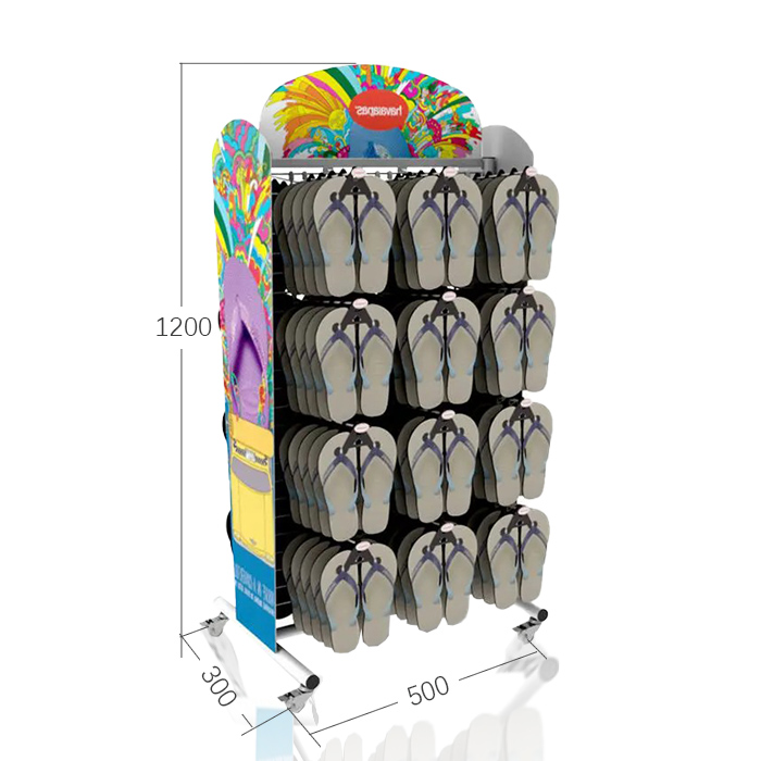 Slipper Display Stand for Shop with Peg Hook and Wire Merchandise Rack