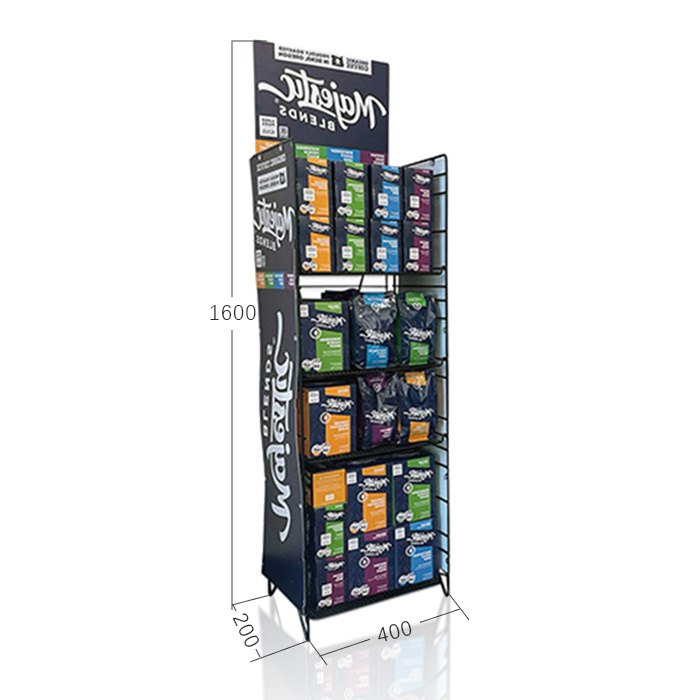 Multi-Tiered Snack Display Rack with Wire Merchandise Rack