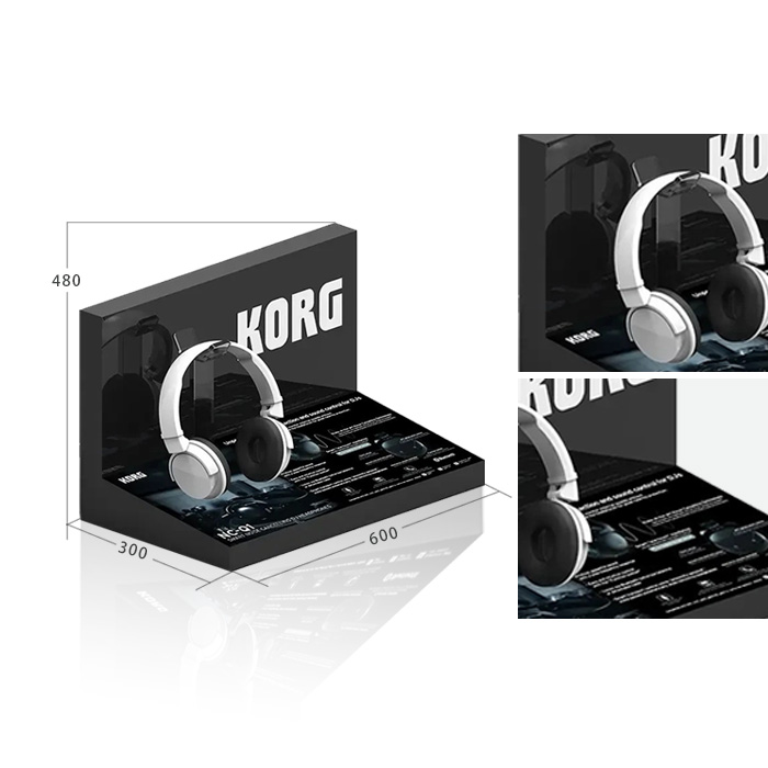 Custom Acrylic Headphone Display Stand with Tabletop POP Shelf