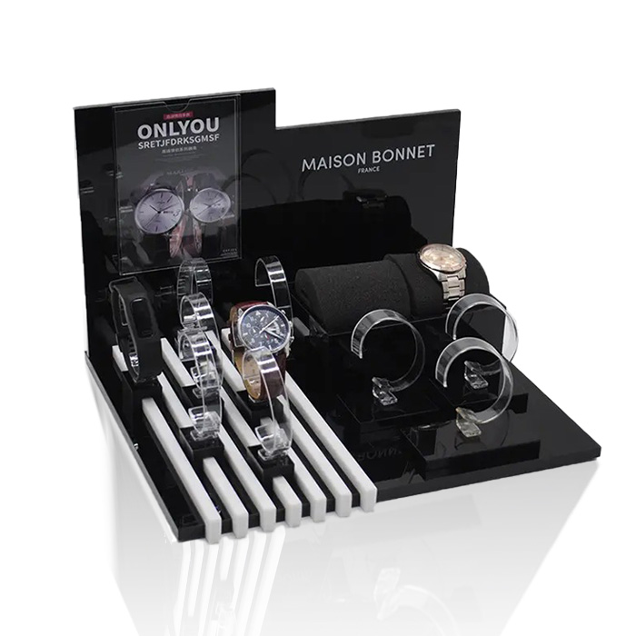 Acrylic Watch Display Stand with Tiered Countertop Design