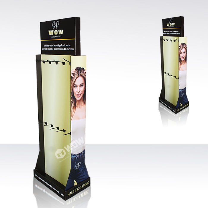 Custom Cardboard Hair Extension Display Rack with Pegboard Design
