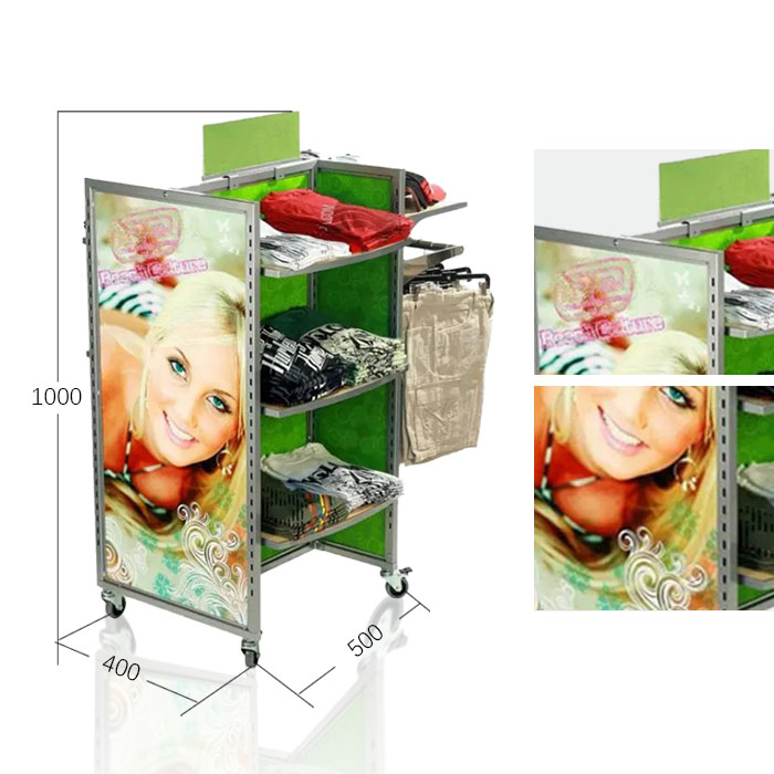 Shop Clothes Display Stands with Rack on Wheels and Metal Shelves