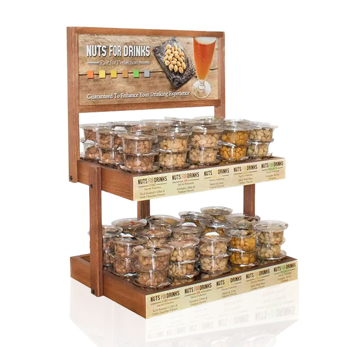 Nuts Display Stand with Countertop and Wooden Shelf Unit