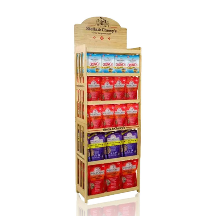 Dog Food Display with Floor Stand and Wooden POS Design