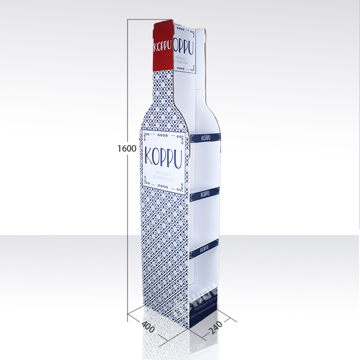 Corrugated POP Freestanding Wine Bottle Display Rack