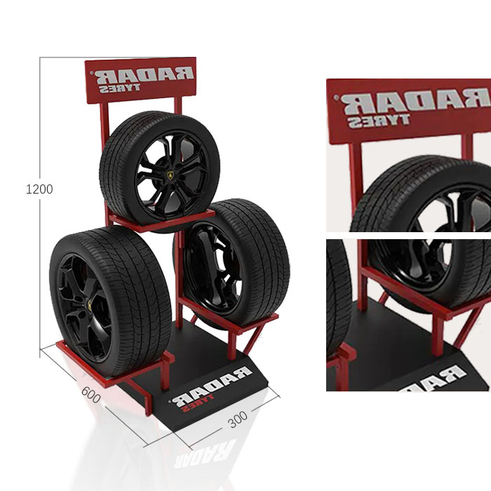 Floor Standing Tyre Display Rack with Metal Display Rack