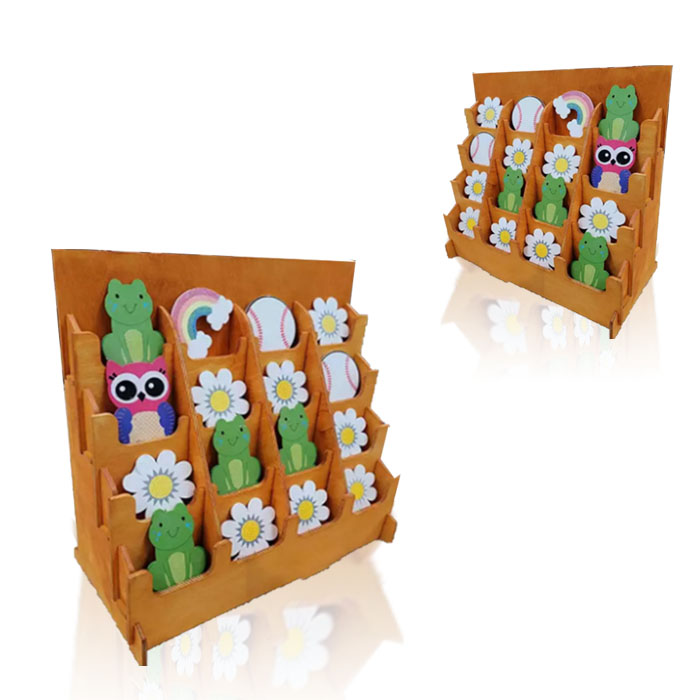 Sticker Display Stand with Countertop Rack in Plywood