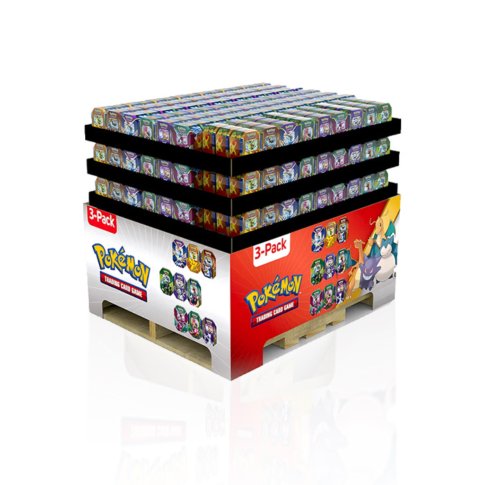 Cardboard Pokemon Display Unit with Pallet Wrap for Costco