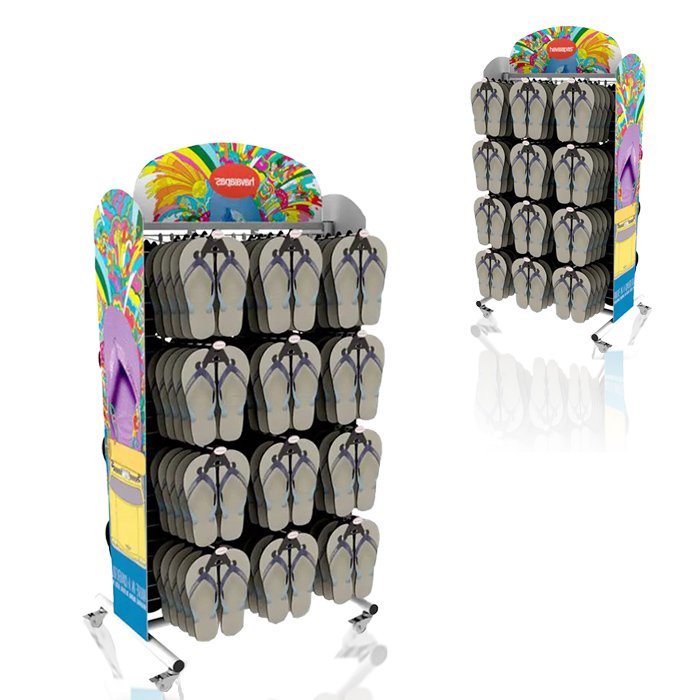 Slipper Display Stand for Shop with Peg Hook and Wire Merchandise Rack