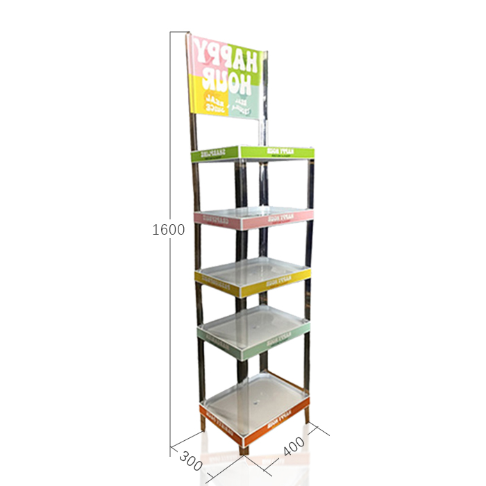Plastic Point of Sale Display Rack for Tiered Beverage Merchandisers