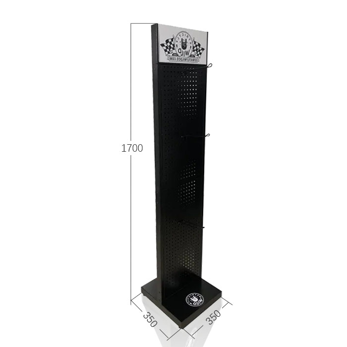 Golf Club Display with Standing Pegboard and Black Metal Stand