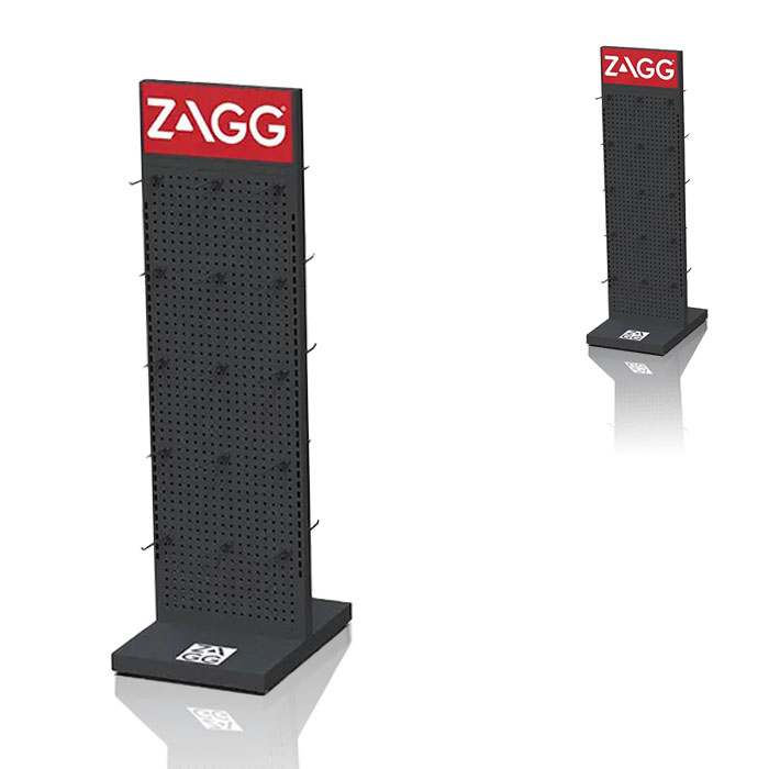 Black Metal Retail Pegboard Display Rack Stand for Batteries