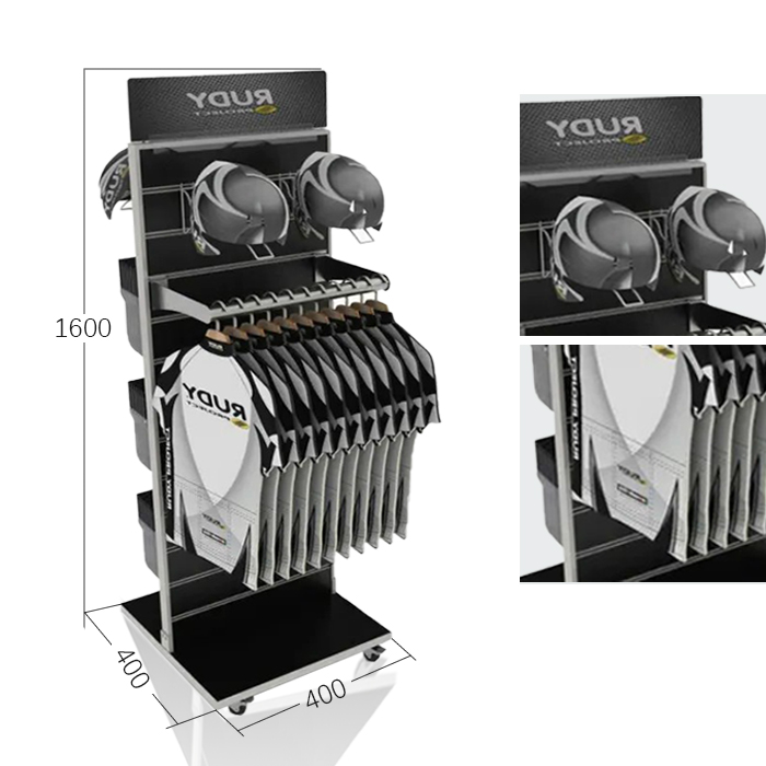 Retail Clothing Display with Displays on Wheels and Metal Racks