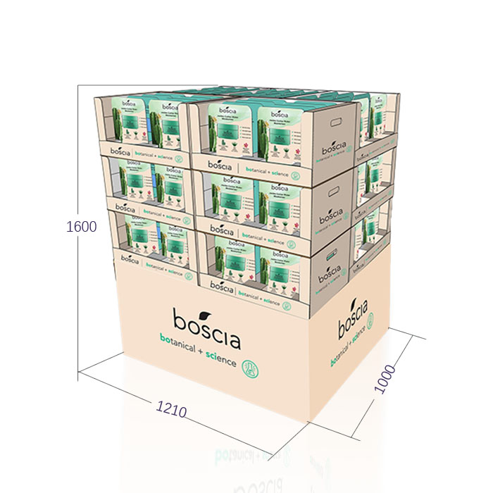 Sonnencreme-Display aus Kartonpaletten für Costco