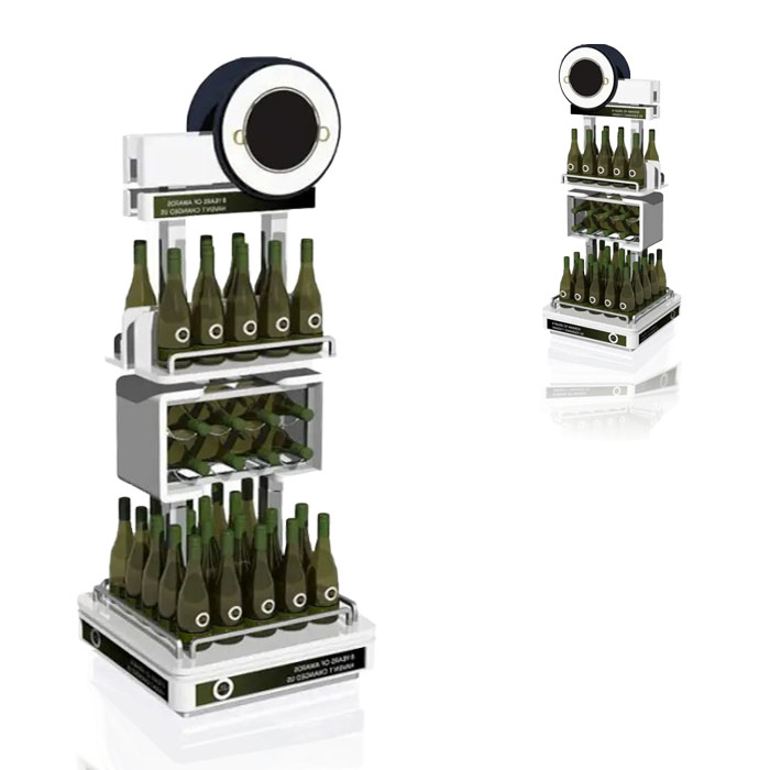 Beverage Display Stand with Metal FSDU and Point of Sale Shelf