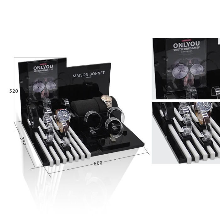 Acrylic Watch Display Stand with Tiered Countertop Design