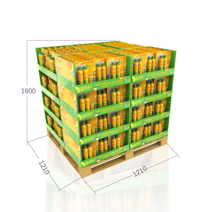 Costco Bottle Display Stand with Cardboard Case Stacker and Pallet POS