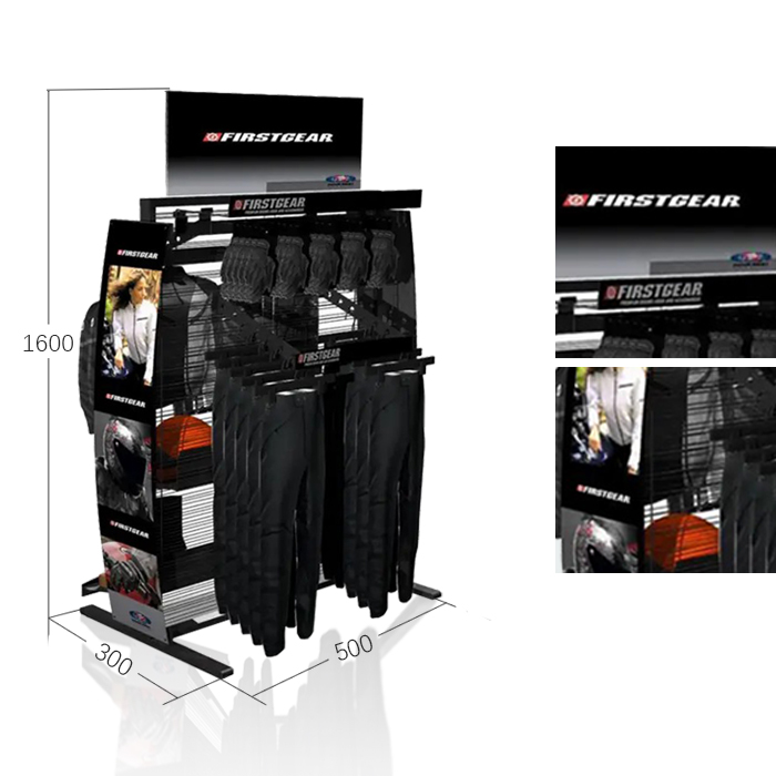 Garment Display Stand for Retail with Hanging Displays and Steel Shelving