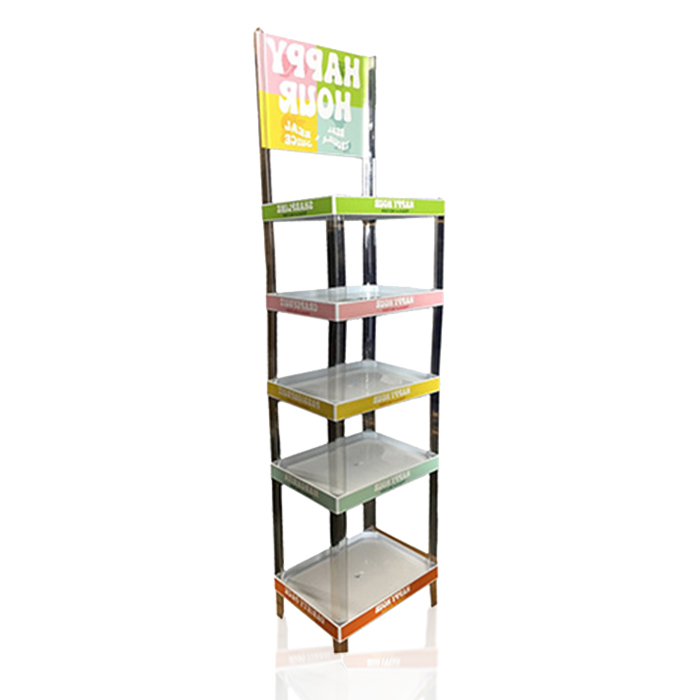 Plastic Point of Sale Display Rack for Tiered Beverage Merchandisers