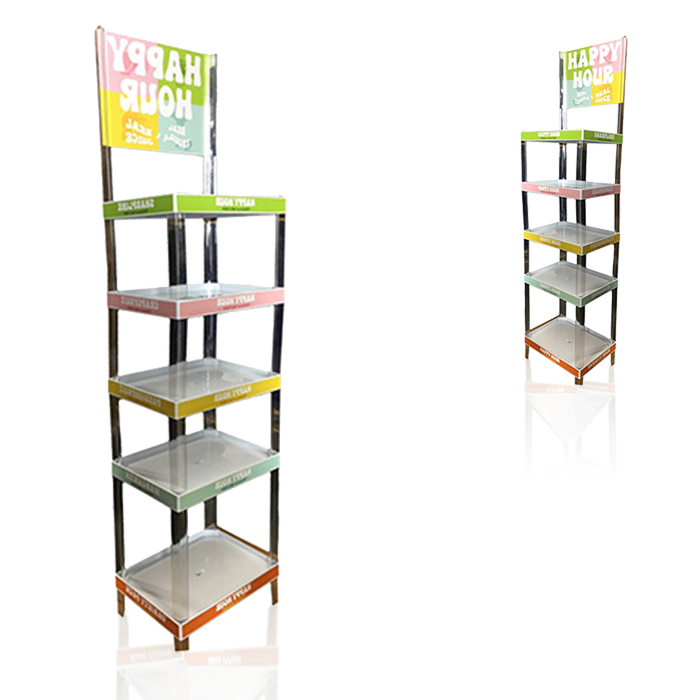 Plastic Point of Sale Display Rack for Tiered Beverage Merchandisers