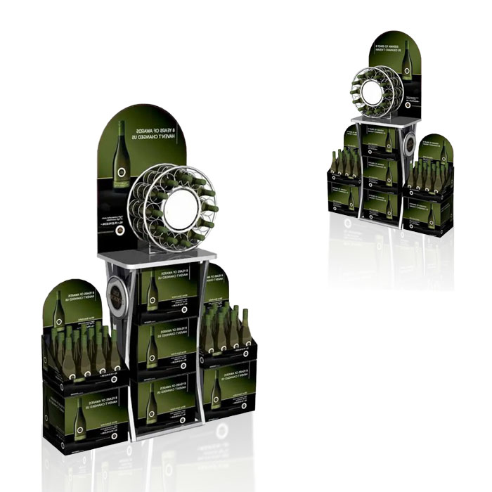 Bottle Shelf Display with Floor Standing Stands and Wire POP Displays