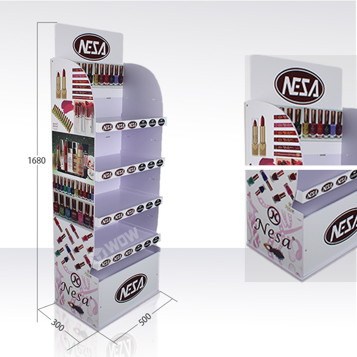 Nail Polish PVC Floor POP Display Shelf