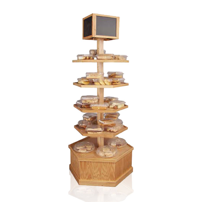Rak Display Roti Kayu untuk Point of Sale Berdiri di Lantai
