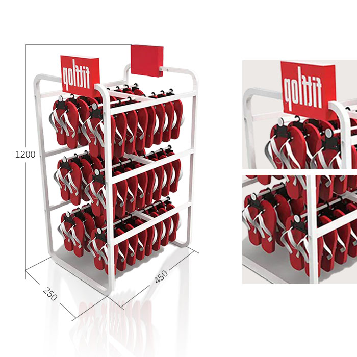 Flip Flop Display Stands with Custom FSDU and Metal Stand with Hooks