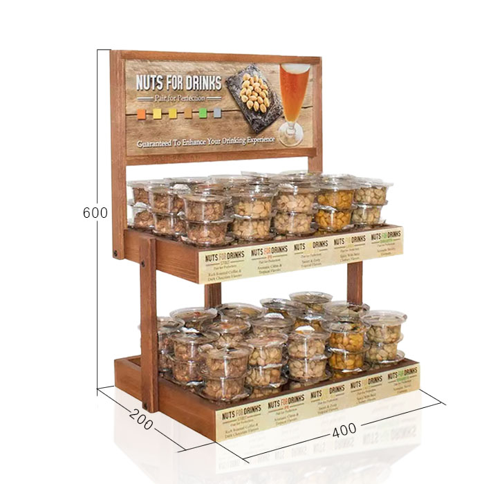 Nuts Display Stand with Countertop and Wooden Shelf Unit