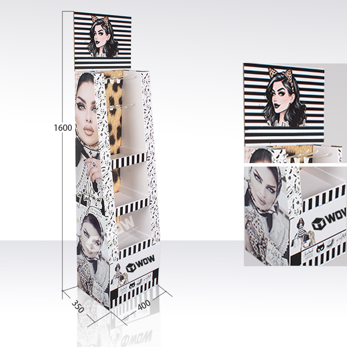 Cardboard Shelf Makeup POP Floor Display Stand for Retail Stores