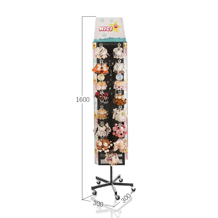 Spinning Keychain Display with Metal Stand and Hooks