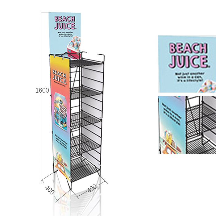Juice Display Rack with Wire POP and Floor Display Features
