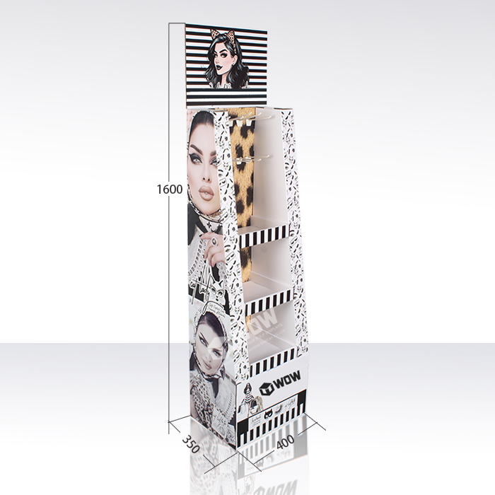 Cardboard Shelf Makeup POP Floor Display Stand for Retail Stores