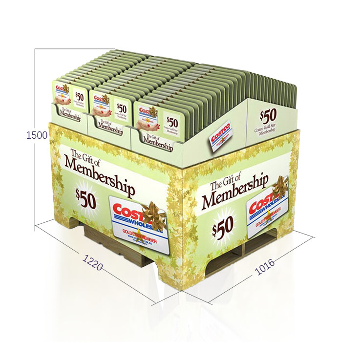Corrugated Pallet Gift Card Display Stand for Costco