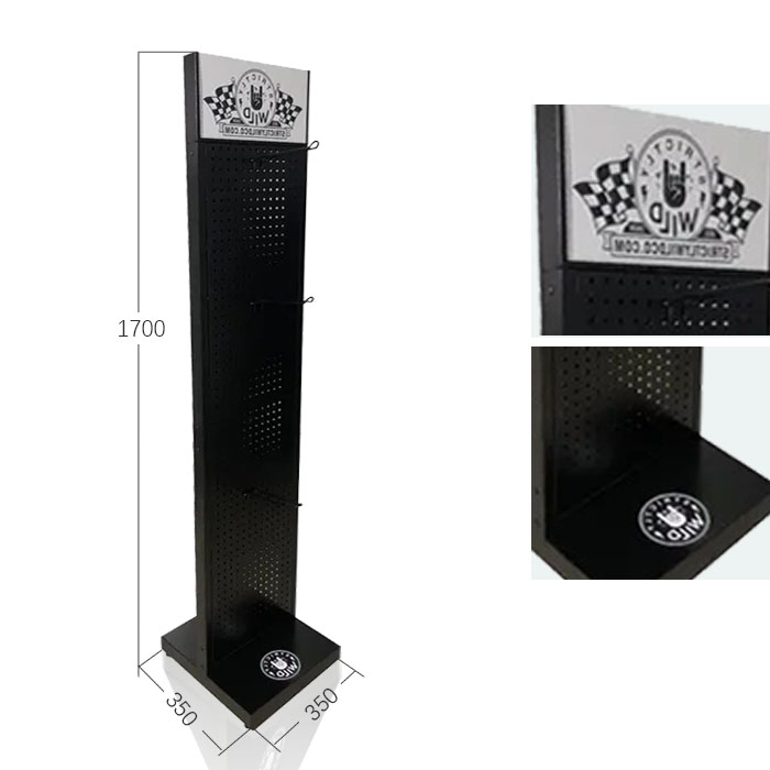 Golf Club Display with Standing Pegboard and Black Metal Stand