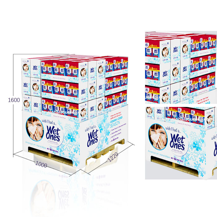 Personal Care Pallet Skirt Display with Corrugated Display Trays for Walmart
