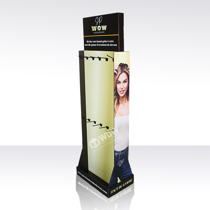 Custom Cardboard Hair Extension Display Rack with Pegboard Design