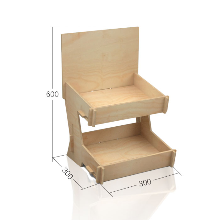 Countertop Product Display with Plywood and Two-Tier Stand
