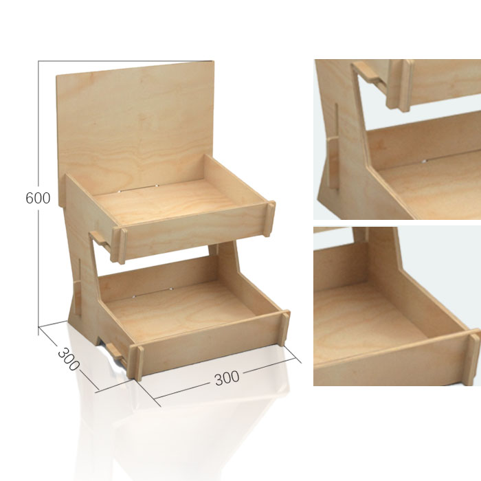 Countertop Product Display with Plywood and Two-Tier Stand