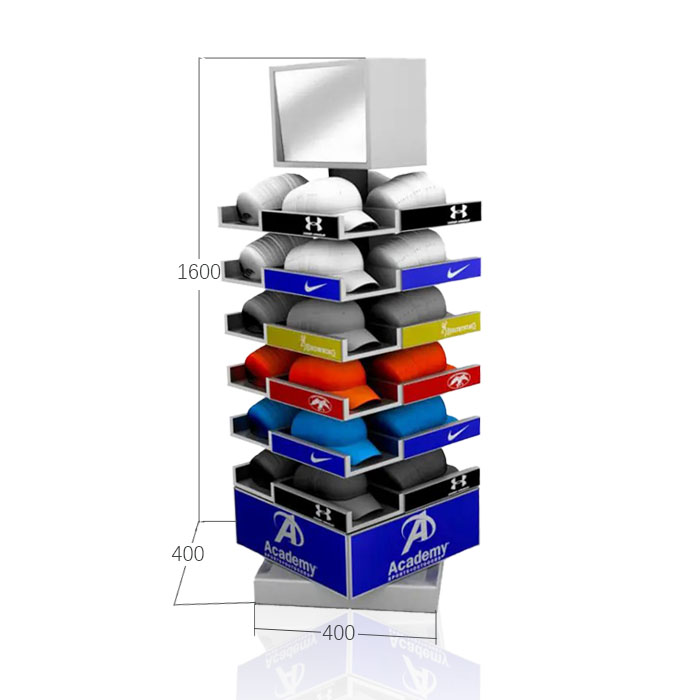 Baseball Cap Display Shelf with Turning Display Stand and Steel Stand