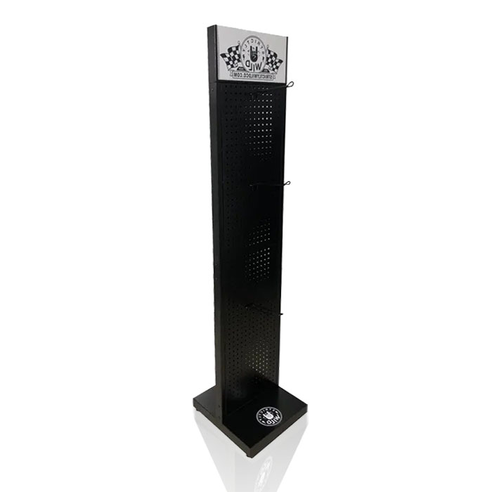 Golf Club Display with Standing Pegboard and Black Metal Stand