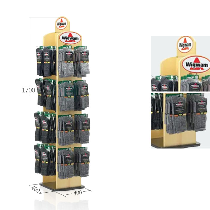 Glove Display Rack with Floor Spinner and Plywood Display Rack
