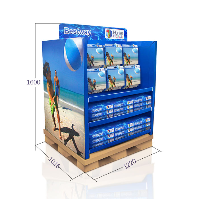 Walmart Pallet Cardboard Toy Display Stands with Corrugated Shelf Display