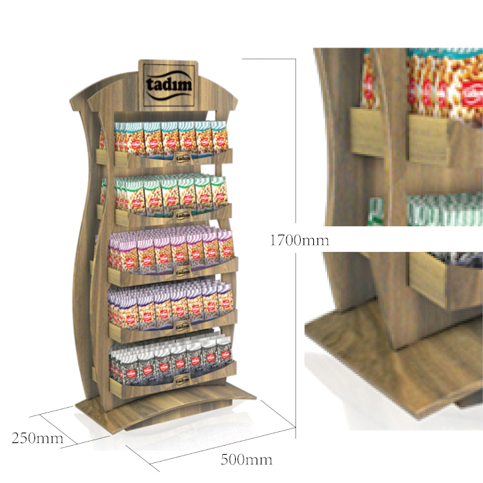 Wooden 5-Tier Display Rack for Snacks