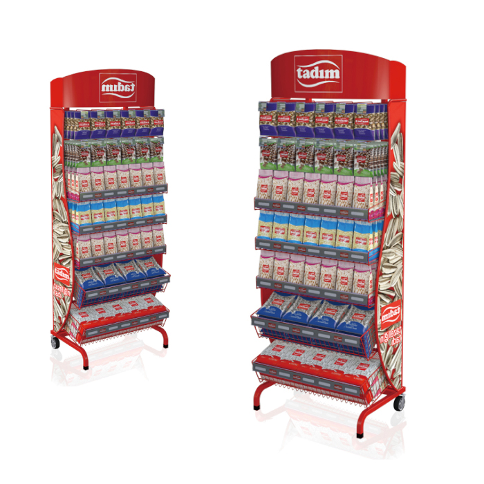 Wire Tiered Floor Display Stand for Nuts