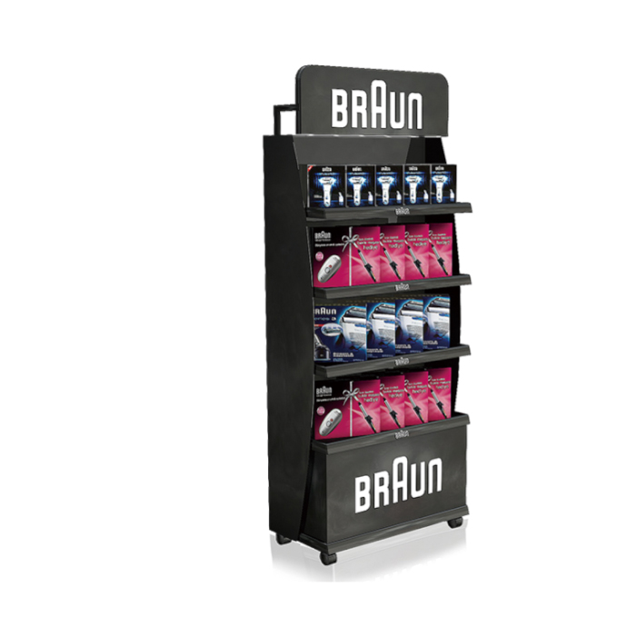 Black Metal Rolling Stand for Razor Display