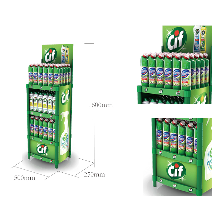 Injection Molded Floor Standing POS Display for Cleaners
